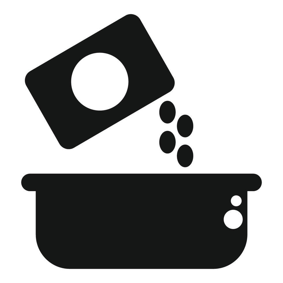 Black and white icon depicting seeds being sowed into a pot, symbolizing planting and growth vector