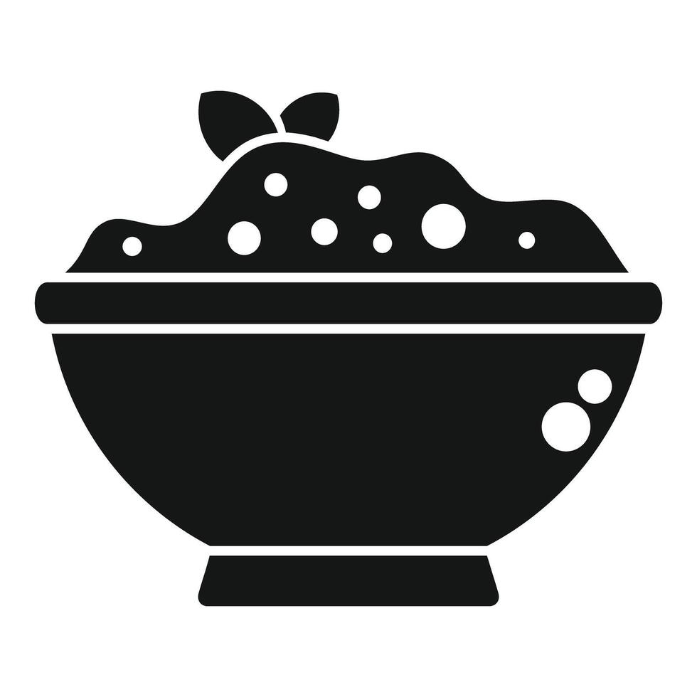Black silhouette of a bowl of dessert with topping vector