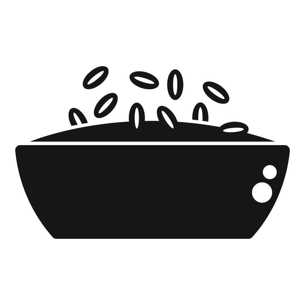 Clean, black and white silhouette graphic of a bowl of rice, ideal for foodrelated designs vector