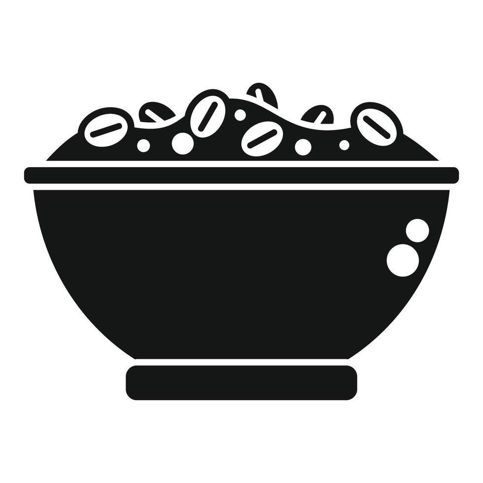 Black and white illustration of a bowl of rice and beans vector