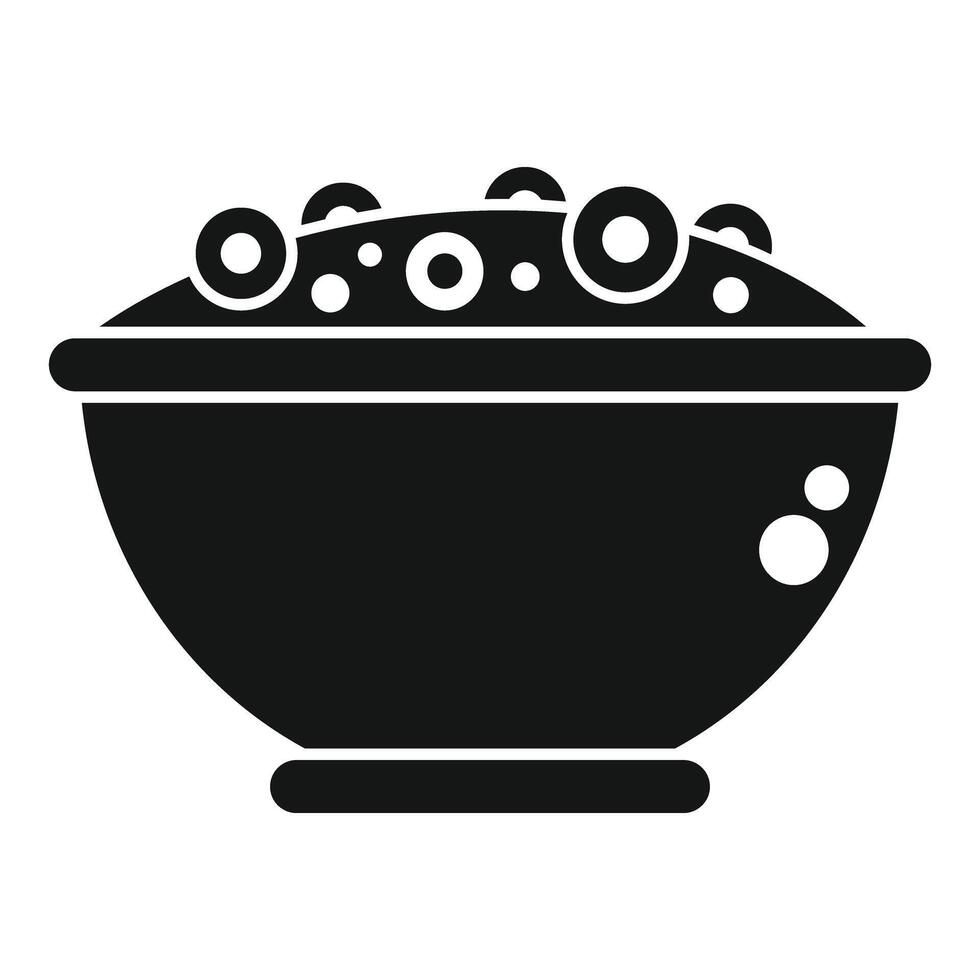 Black silhouette of a bowl of soup vector