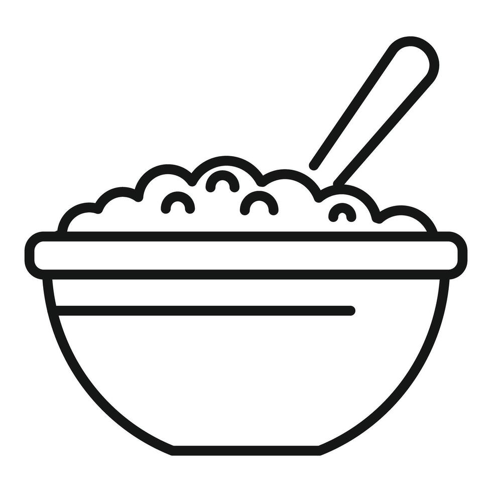 Bowl of rice line art icon vector