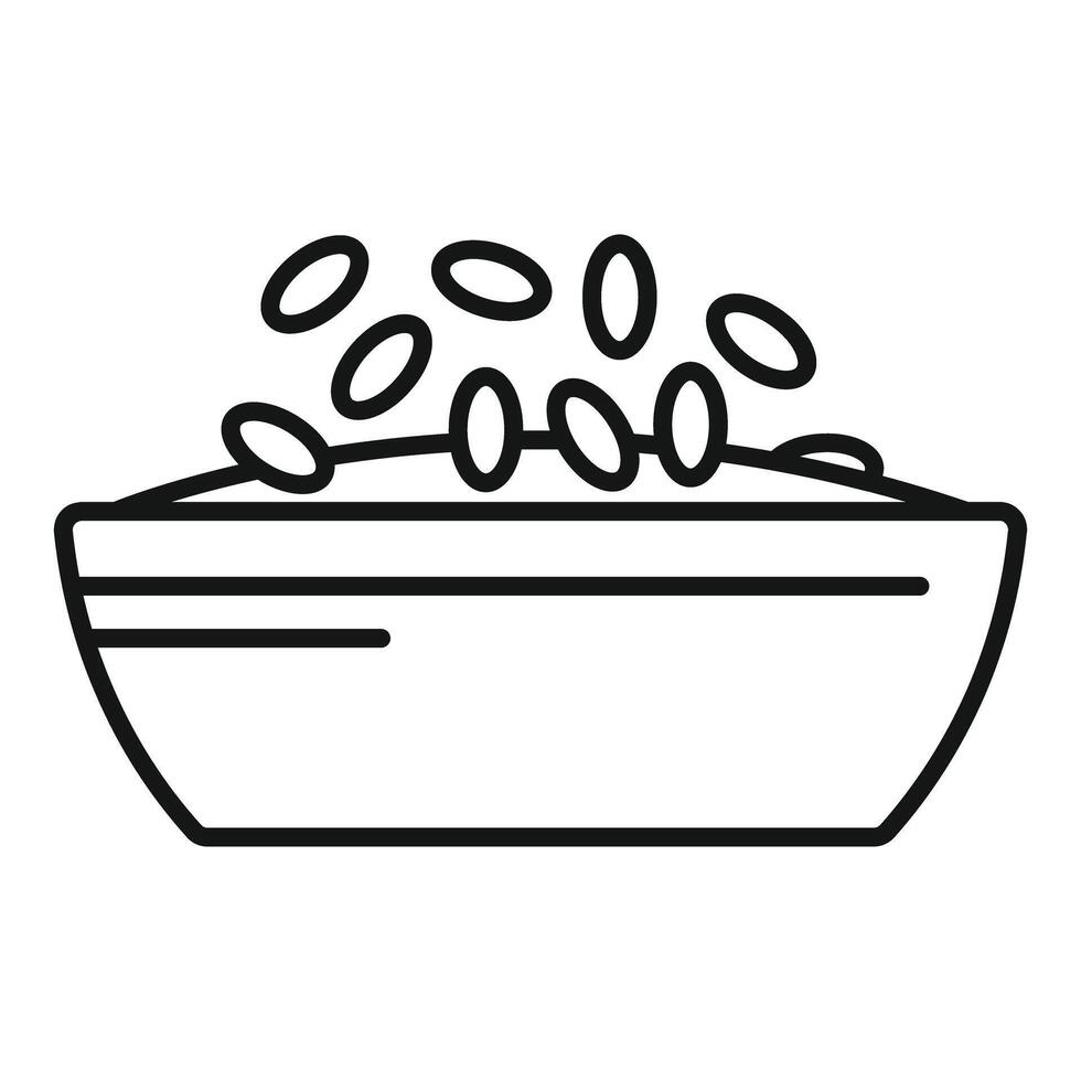 Line art illustration of a bowl of rice vector