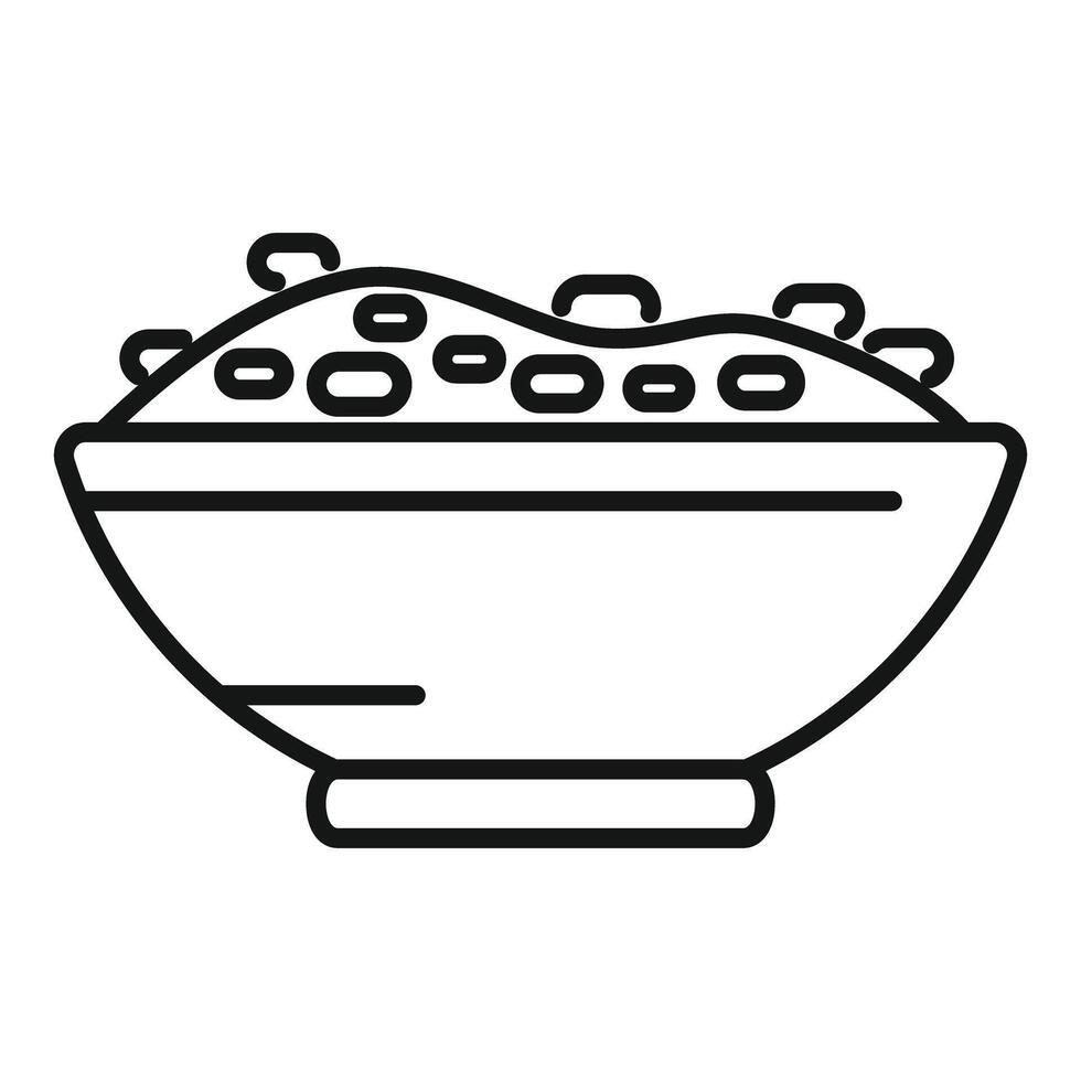 Line art illustration of a bowl of soup vector