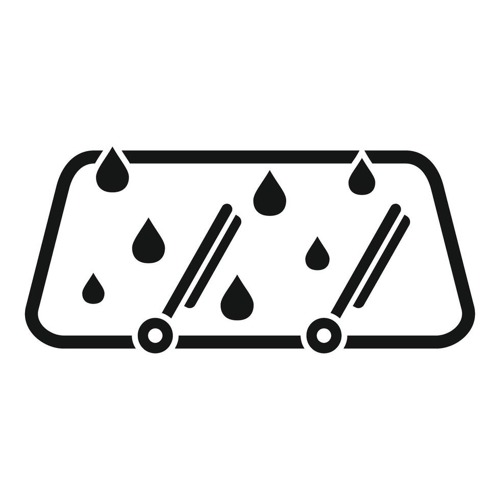 icon of windshield wipers in motion with raindrops, isolated on white vector