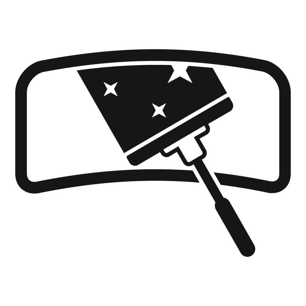Black and white illustration of a windshield wiper in action, with star elements vector