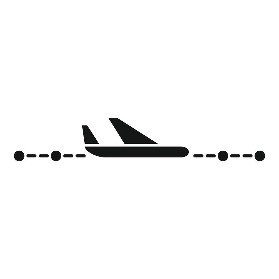 A simple illustration of an airplane landing, depicted as a black silhouette vector