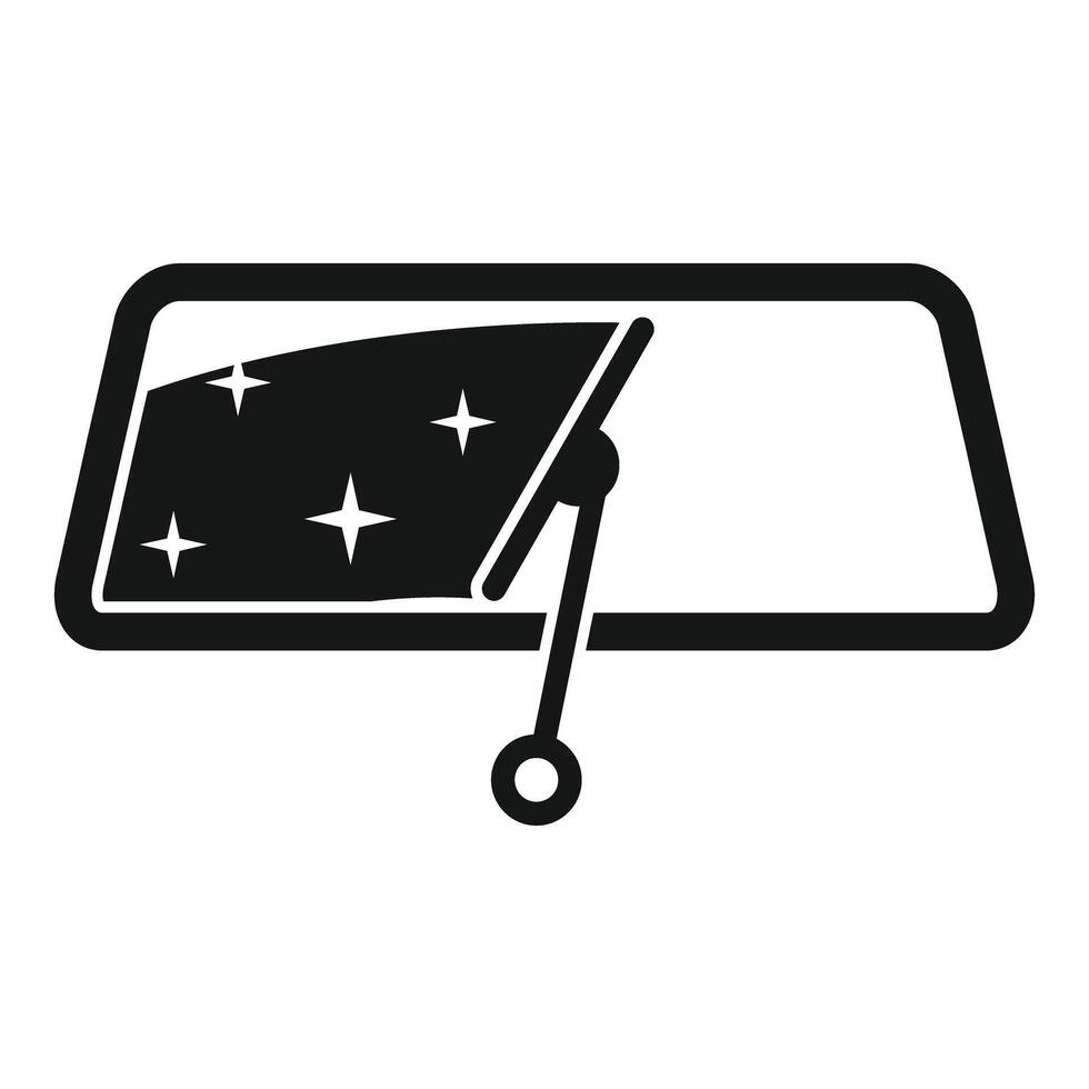 Black icon of a car windshield wiper cleaning a starred, possibly dirty windshield vector