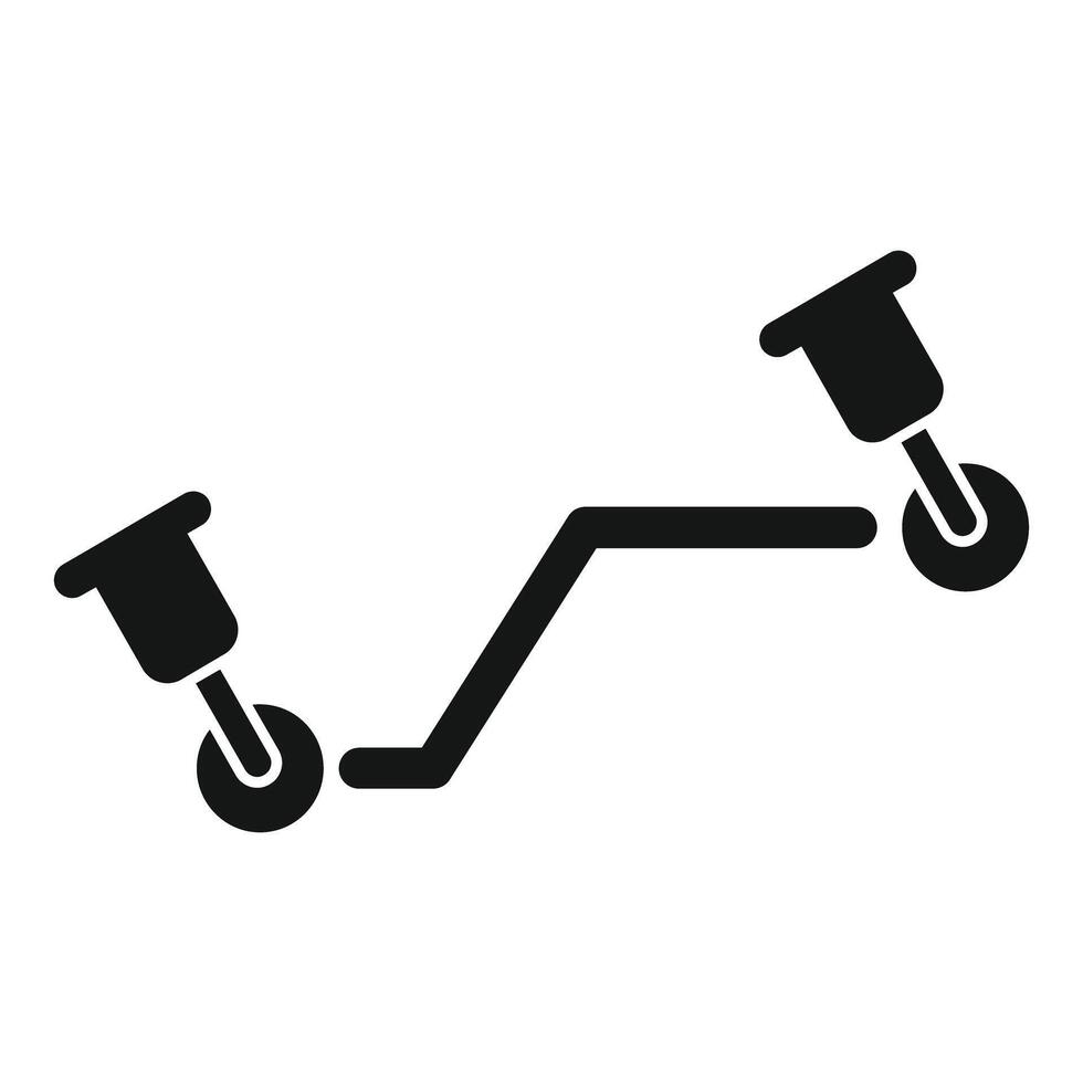 Simplistic icon of pushpins on a line graph vector