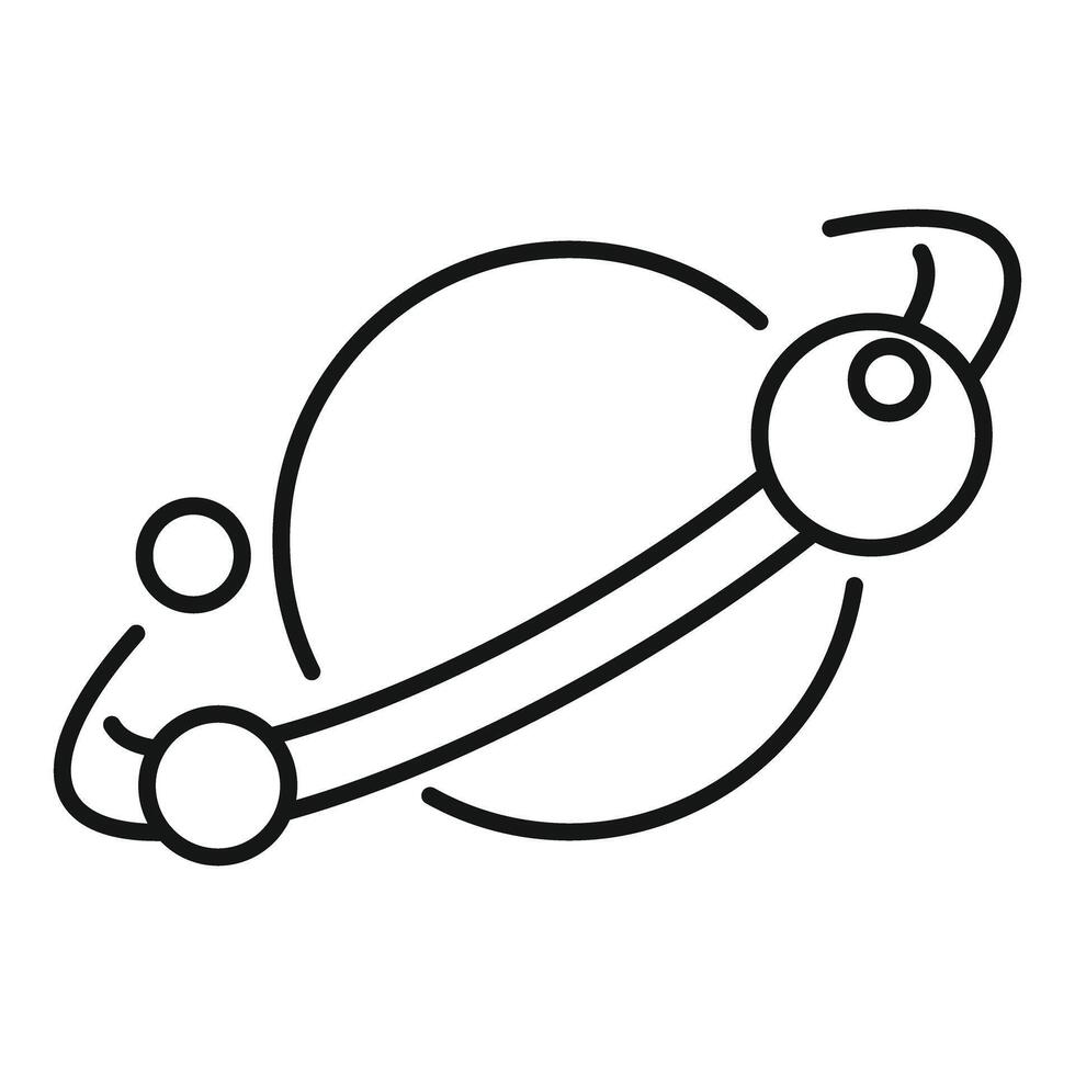 Simple line drawing of a planet and orbiting satellite vector
