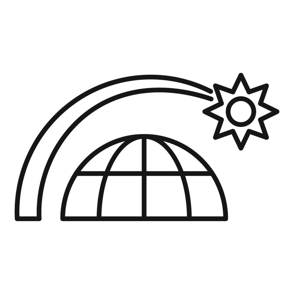 Cartoon igloo and rainbow with sun icon vector