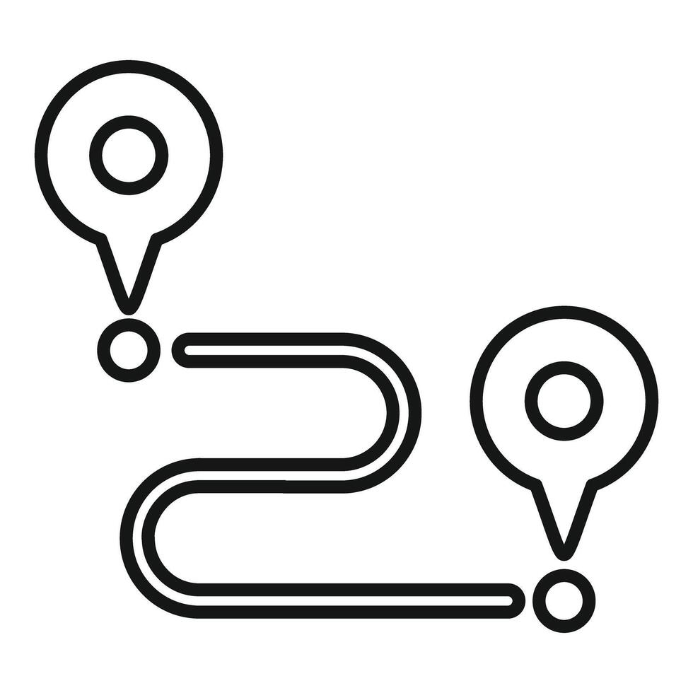 Route path with location pins line icon vector