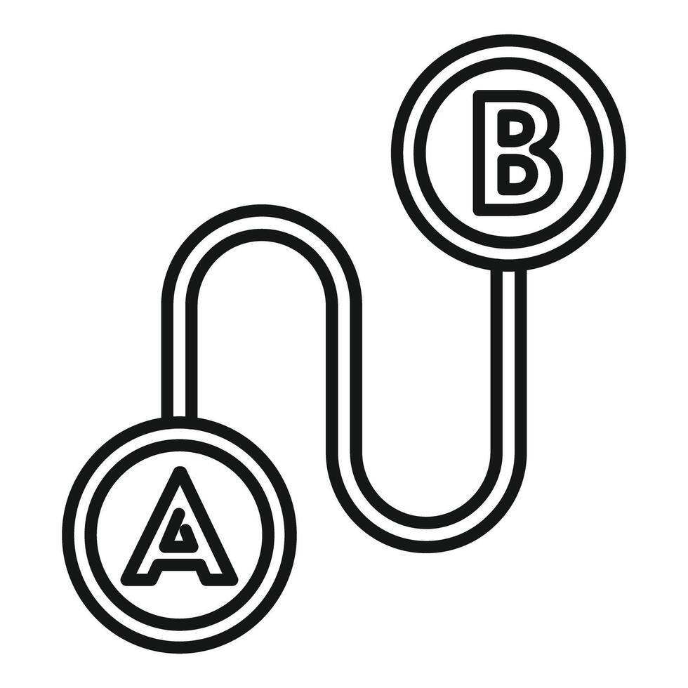 Flat design icon of connected points a and b vector