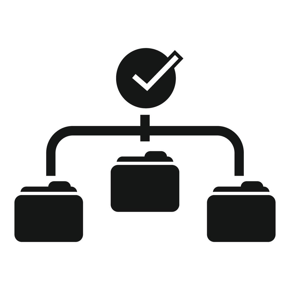 Project management flowchart with checkmark icon vector