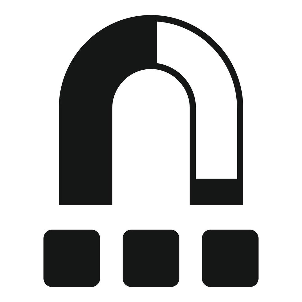 Black and white magnet icon vector