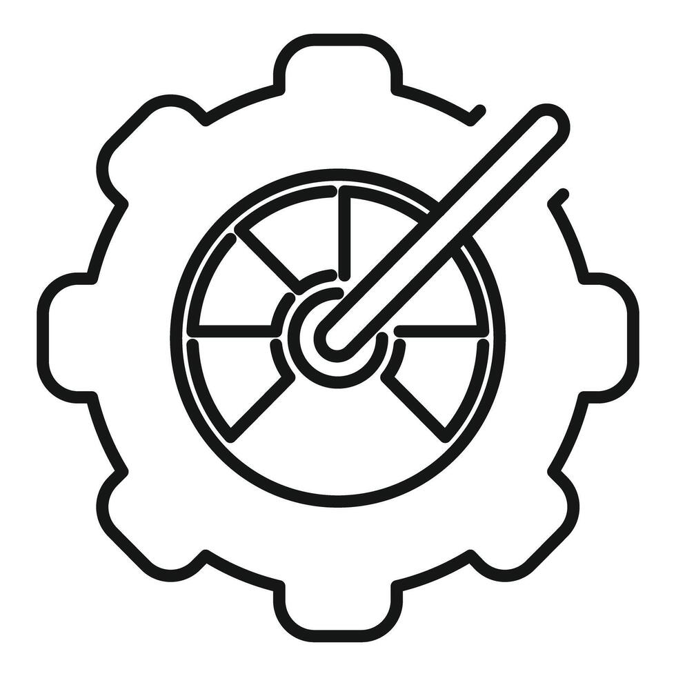 Monochrome outline of a gear and wrench icon vector