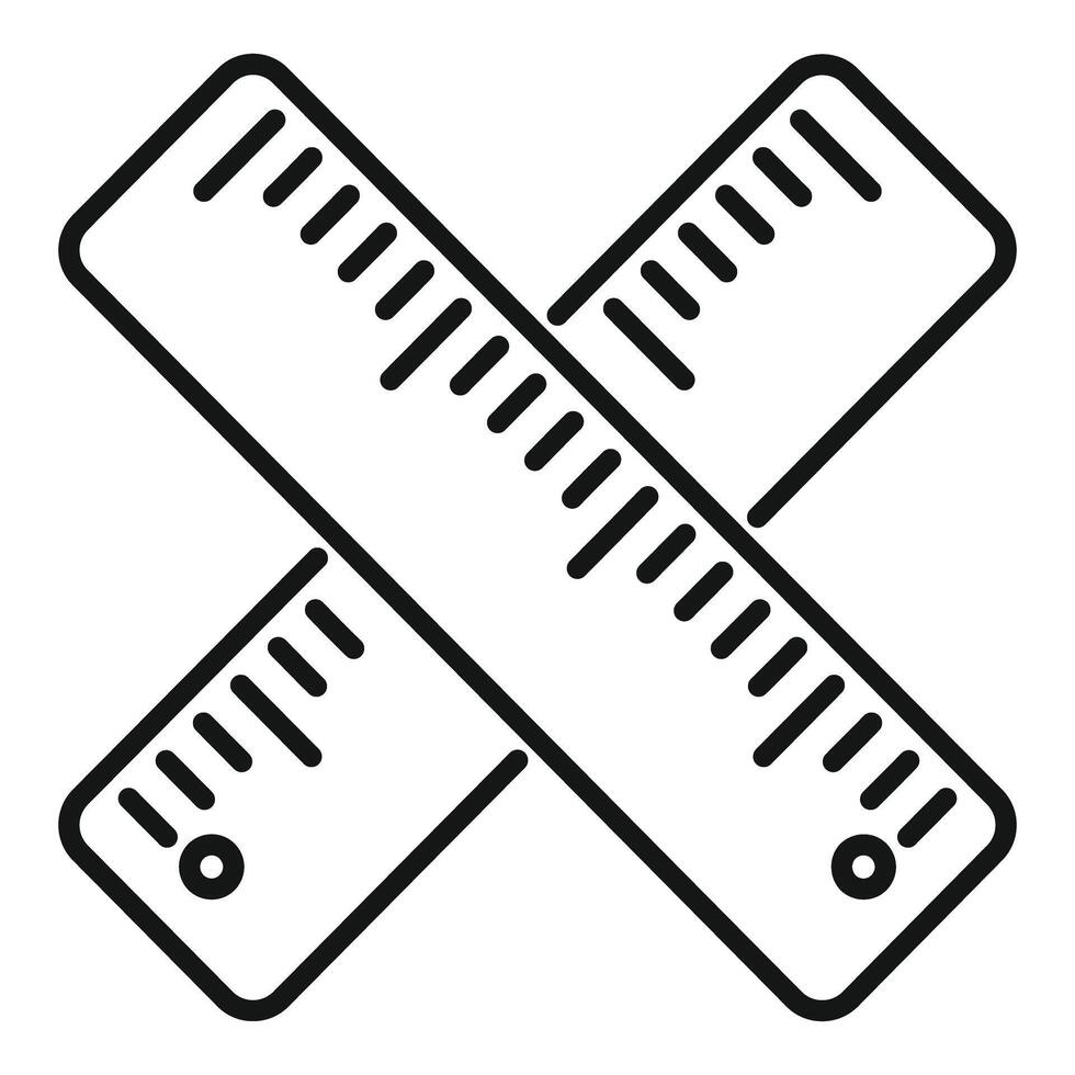 Black and white crossed rulers icon vector