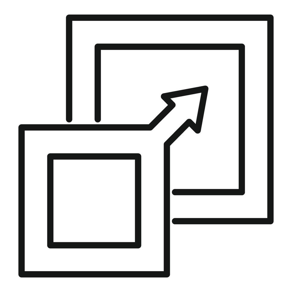 Minimalist arrow flows from square to square vector