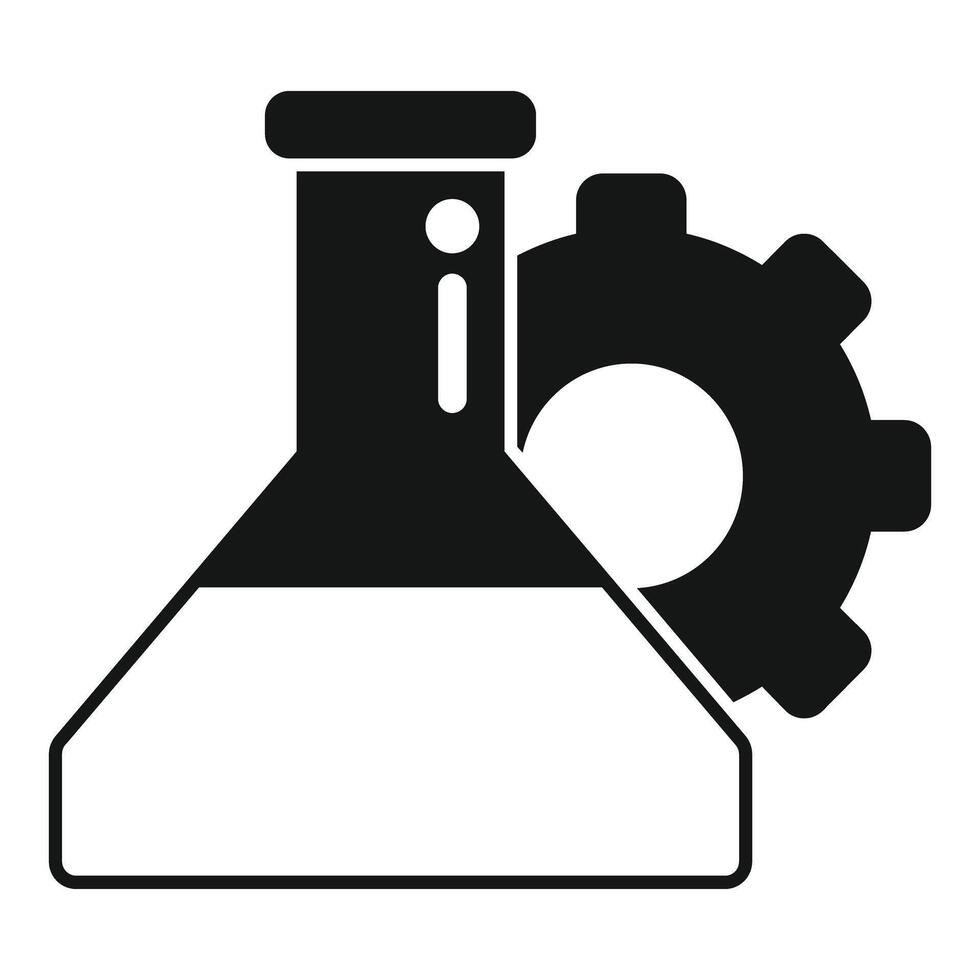 Laboratory flask with gear icon vector