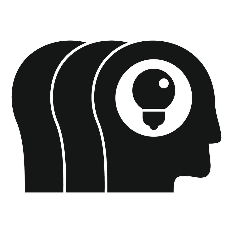 Abstract human head with light bulb concept icon vector