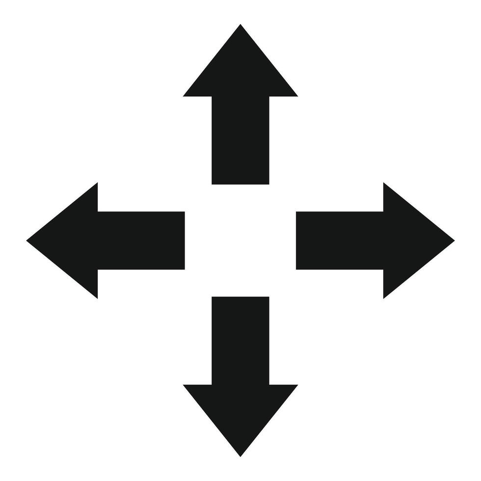 Black arrows pointing in four directions vector
