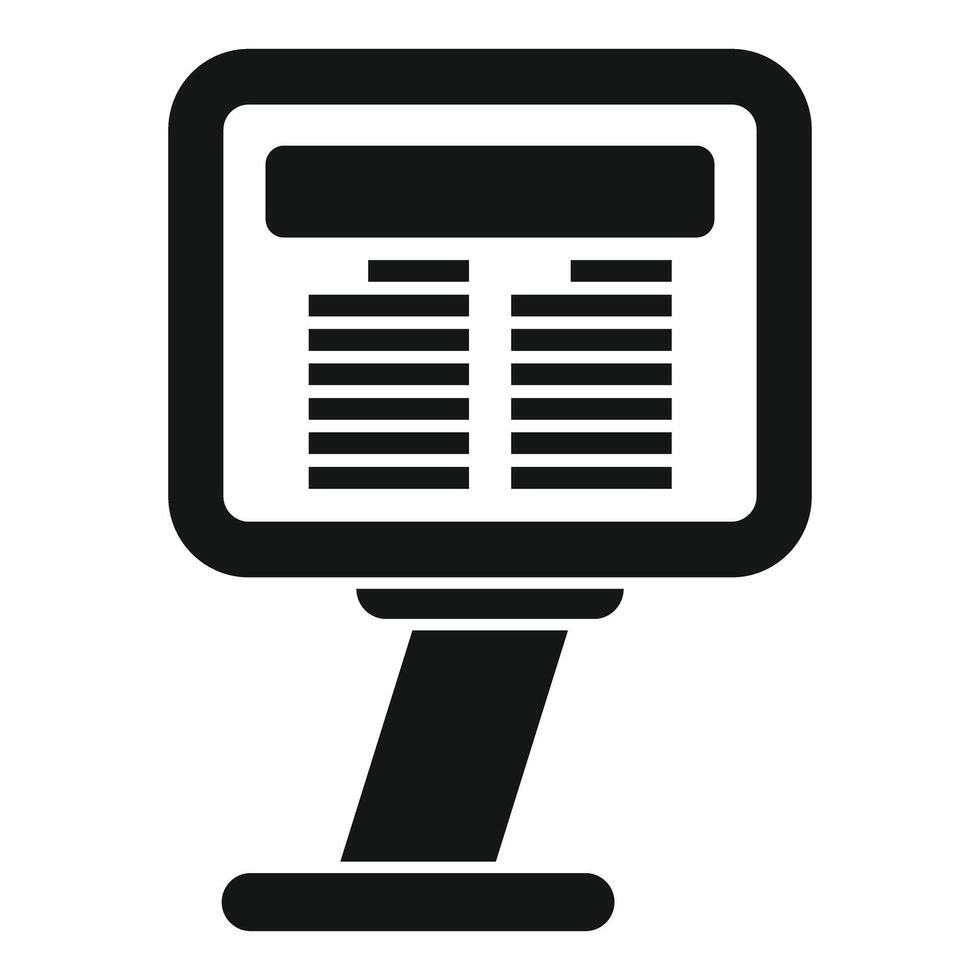 Black and white graphic of a flatscreen computer monitor displaying content layout vector