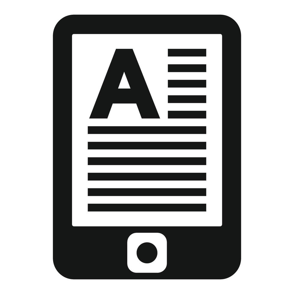 Black and white ebook reader icon vector