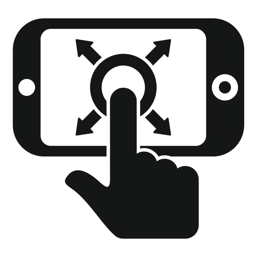 illustration of a hand interacting with a touchscreen interface on a smartphone vector