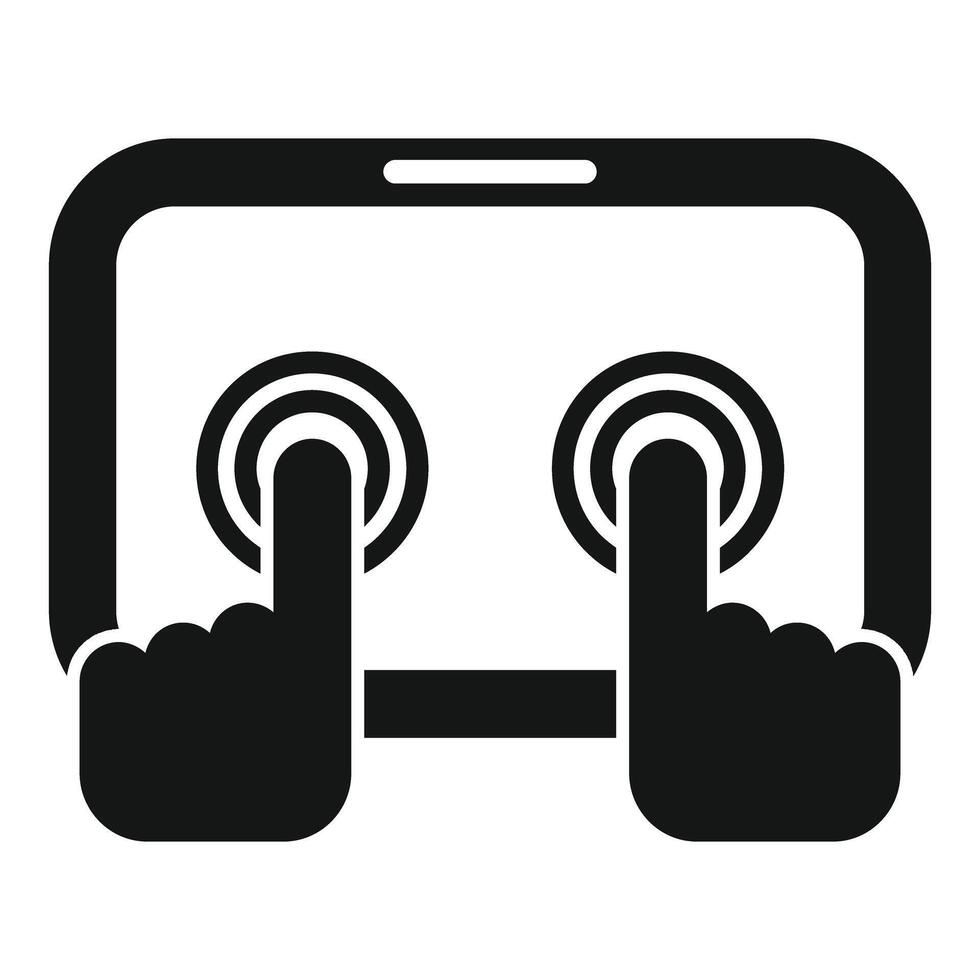 A graphic icon representing a user interacting with a touchscreen interface vector
