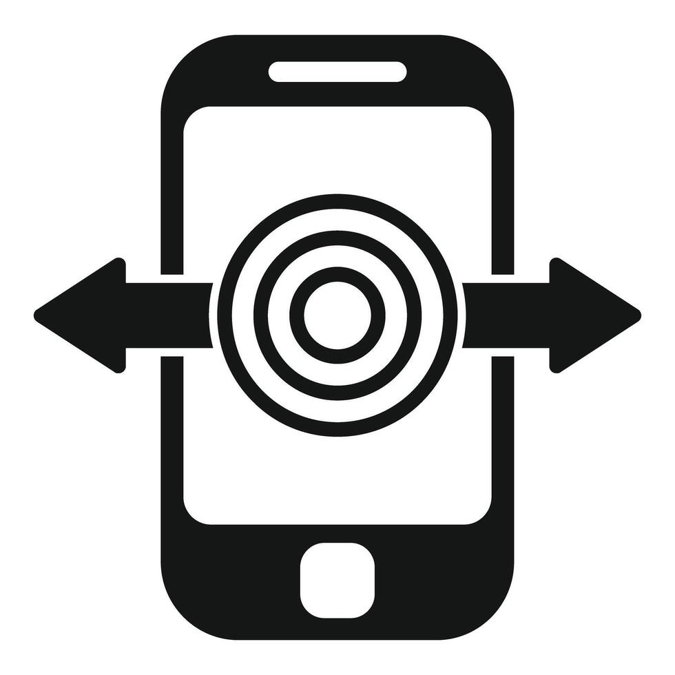 Mobile phone with target icon and arrows vector
