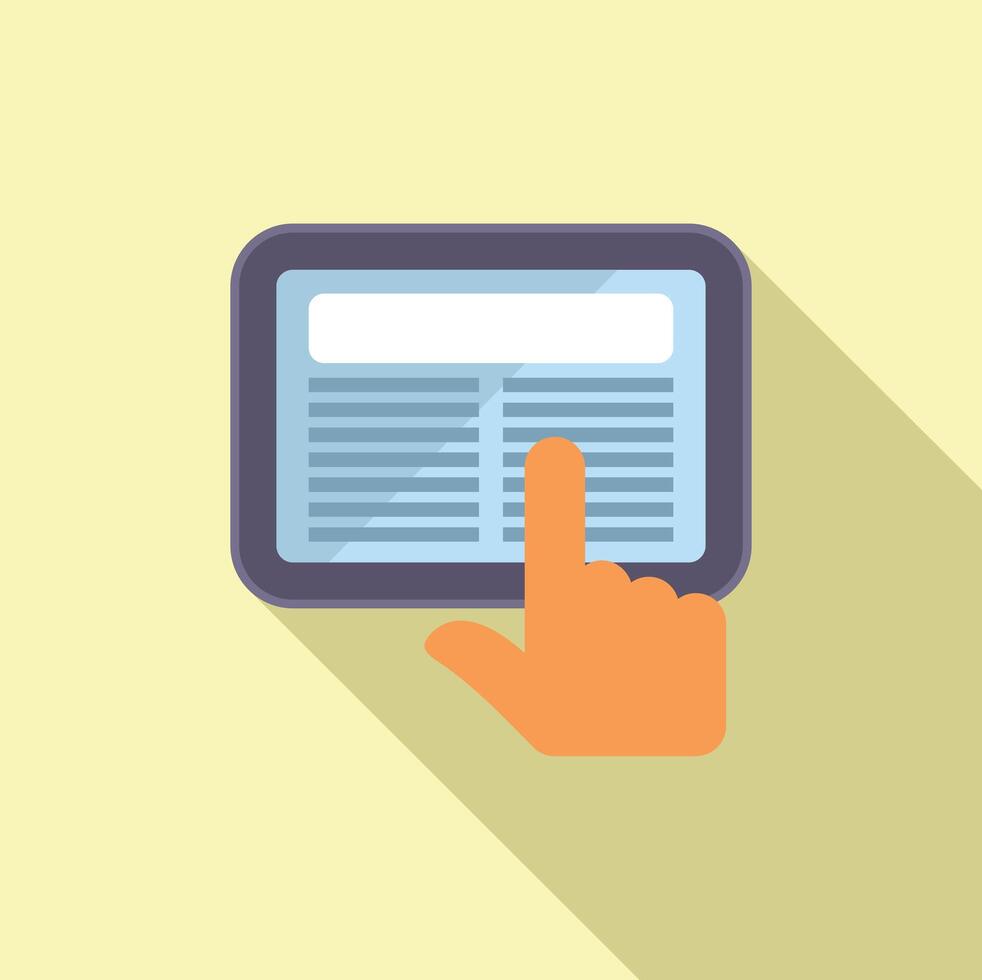 Hand selecting digital tablet flat icon vector