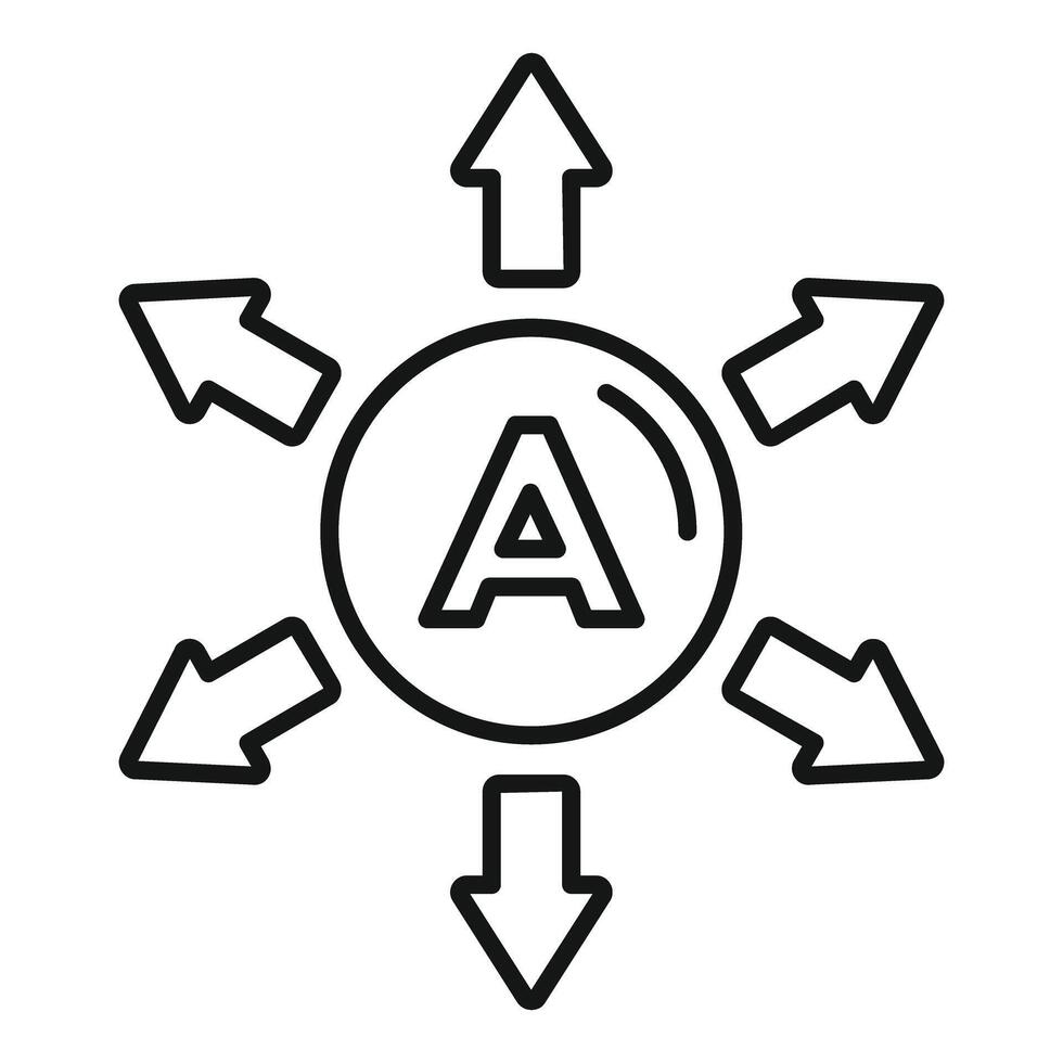 Typography concept, letter a with arrows vector