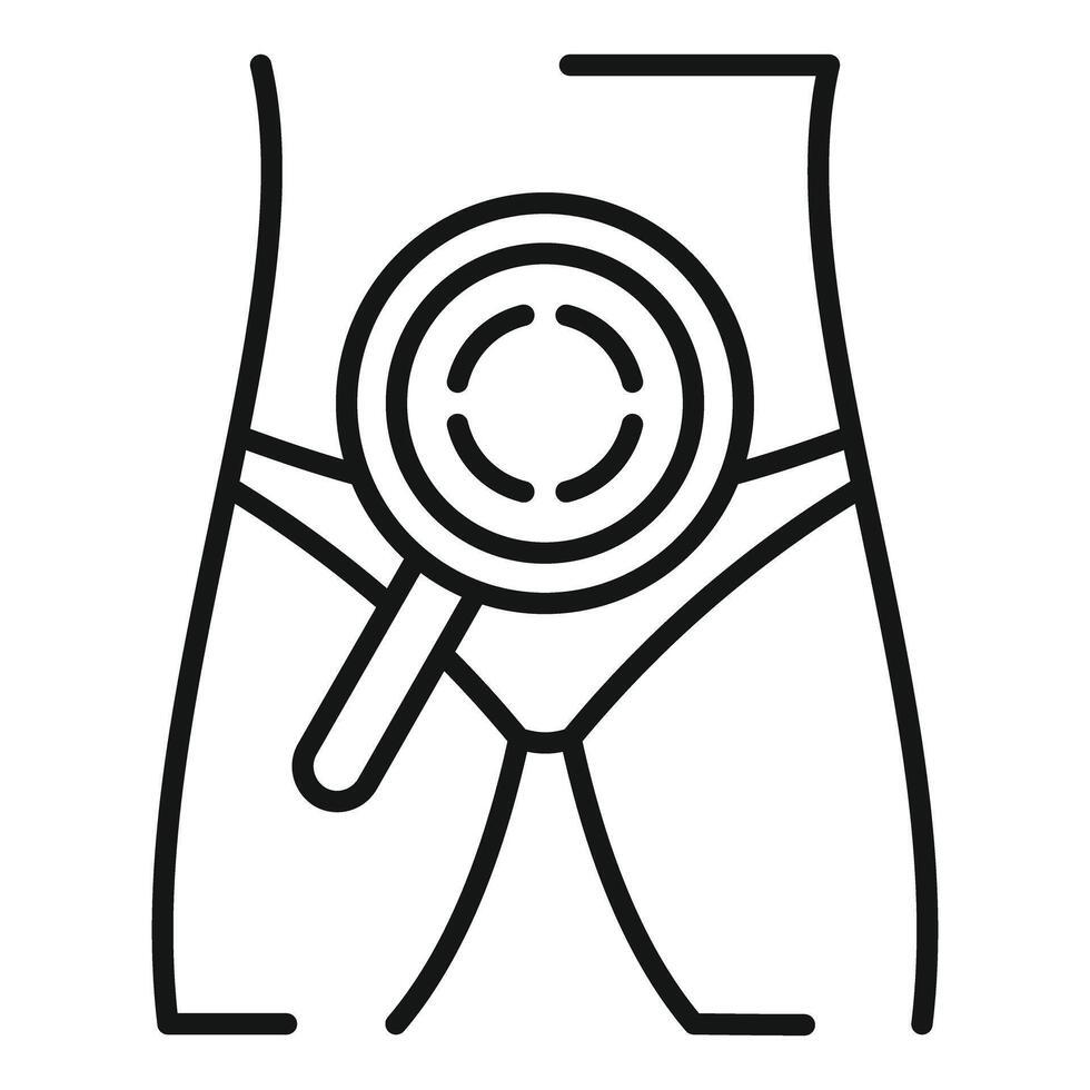 Magnifying glass exploring knee joint line art vector