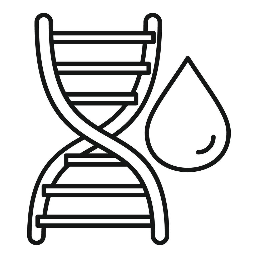 Dna helix with blood drop line icon vector