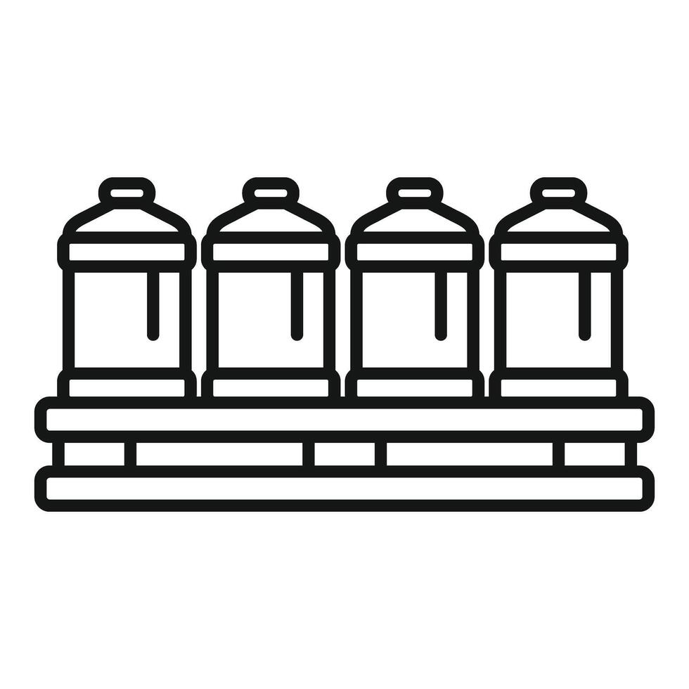Row of four cartoon trash bins line art vector