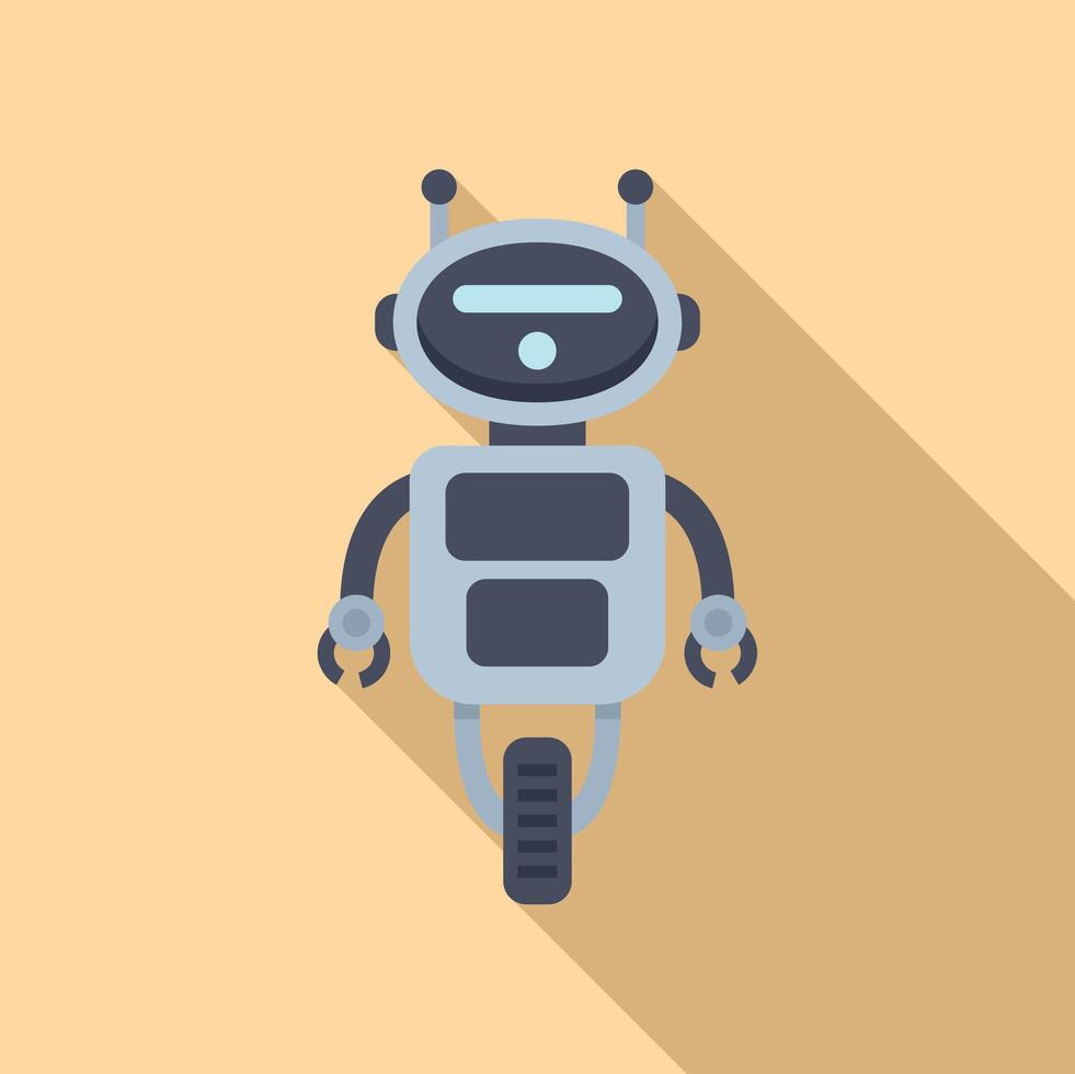 Colorful graphic of a friendly cartoon robot with shadow on a beige background vector