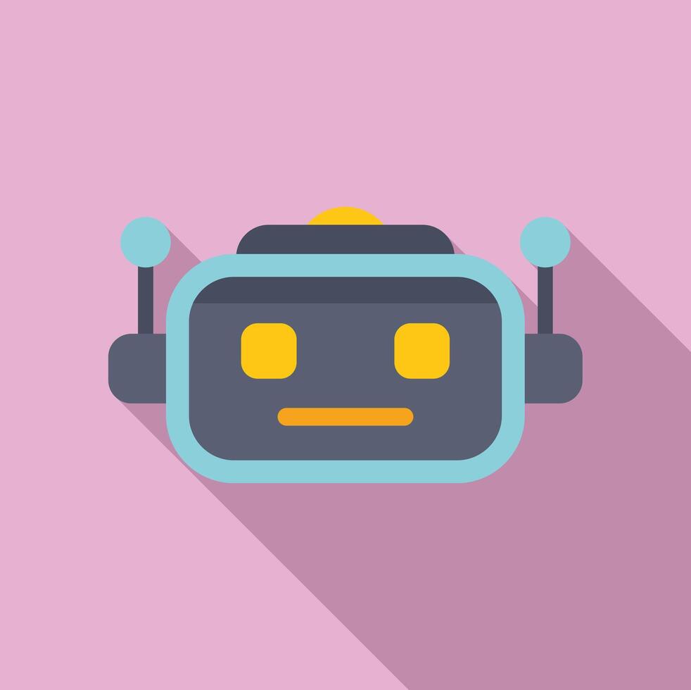 Cute robot head on pink background vector