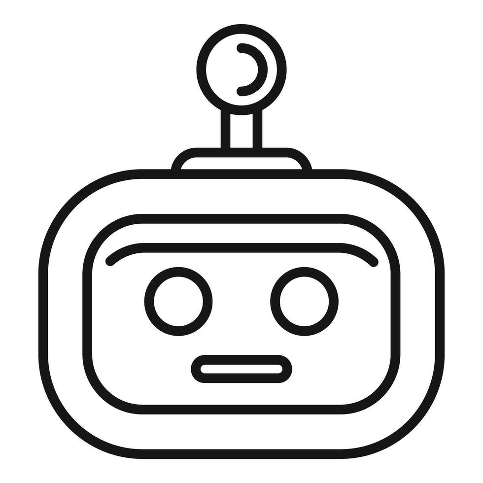 Cartoon robot face line art icon vector
