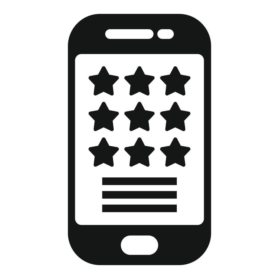 Mobile phone with star ratings display icon vector