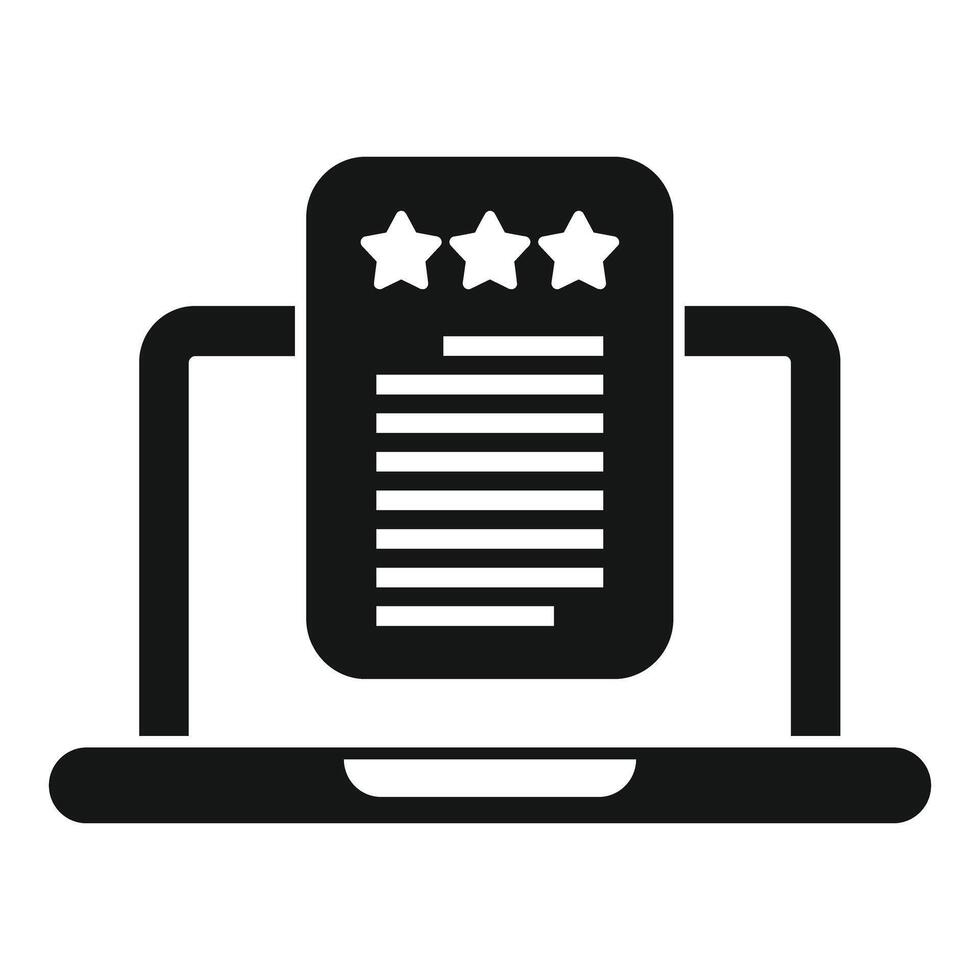 Online review rating on laptop screen icon vector