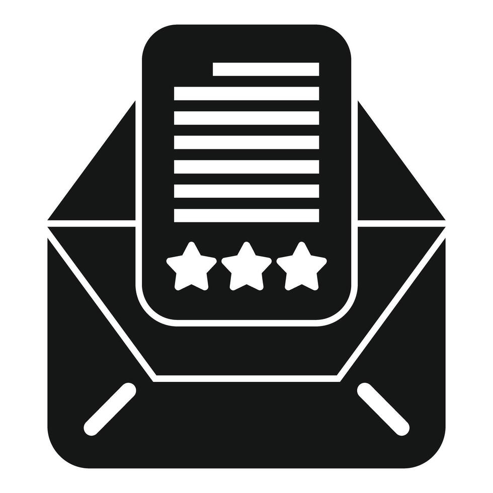 Black and white envelope with starred document icon vector