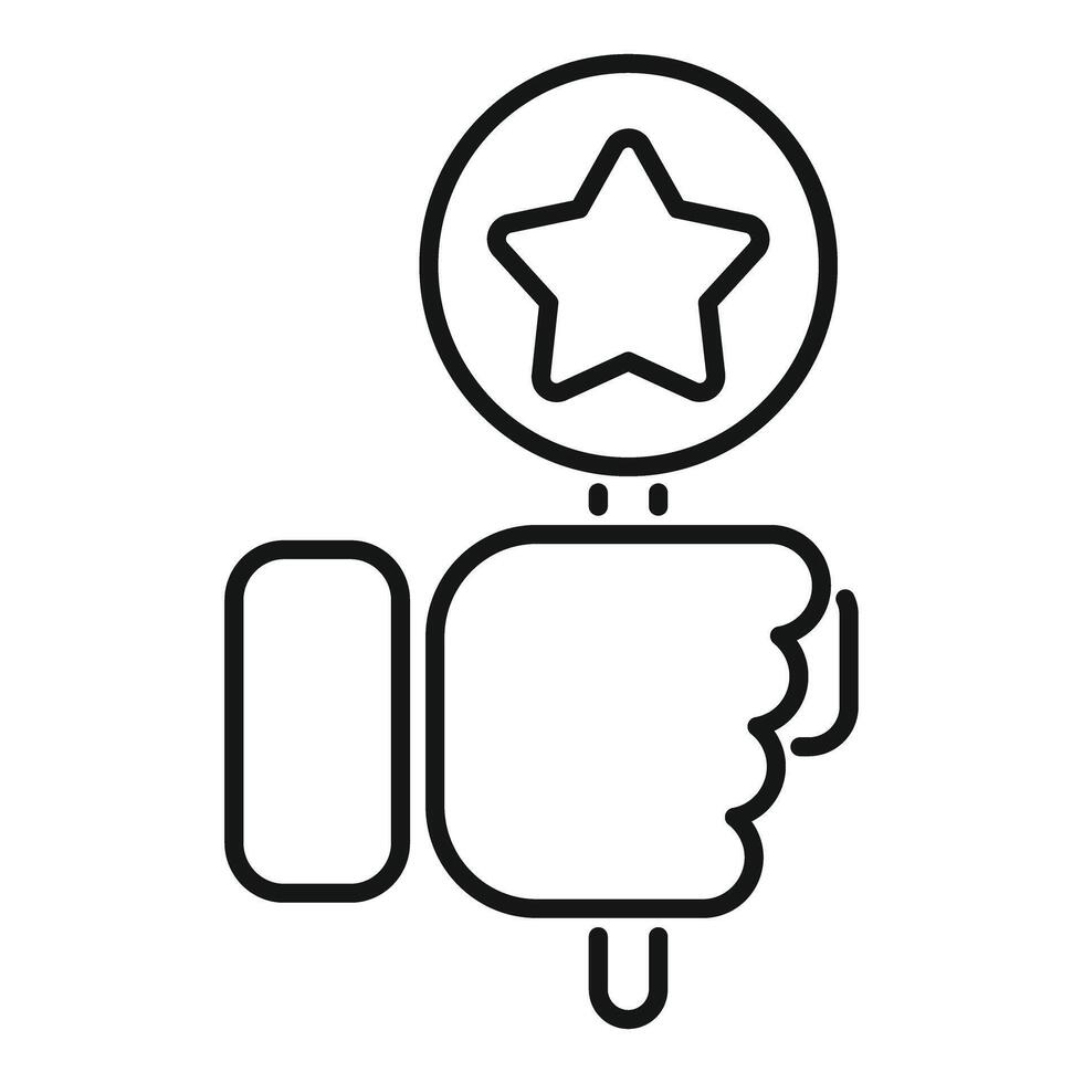 Hand giving fivestar rating line icon vector