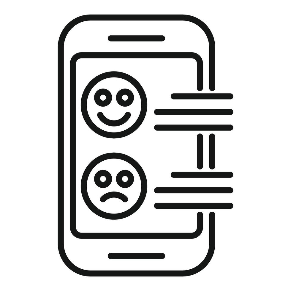 of a smartphone displaying positive and negative feedback icons vector