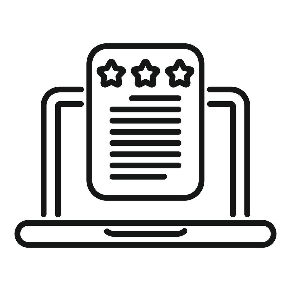 Online review rating on laptop screen vector