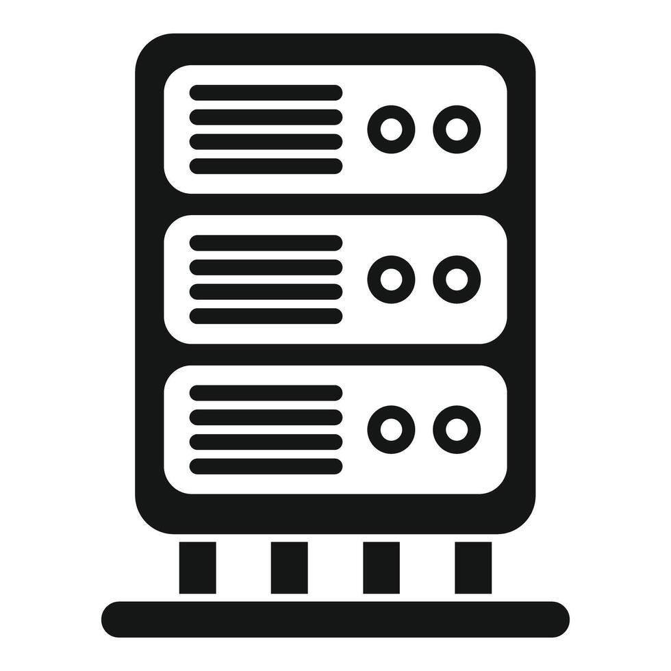 Black and white illustration of a server rack icon vector
