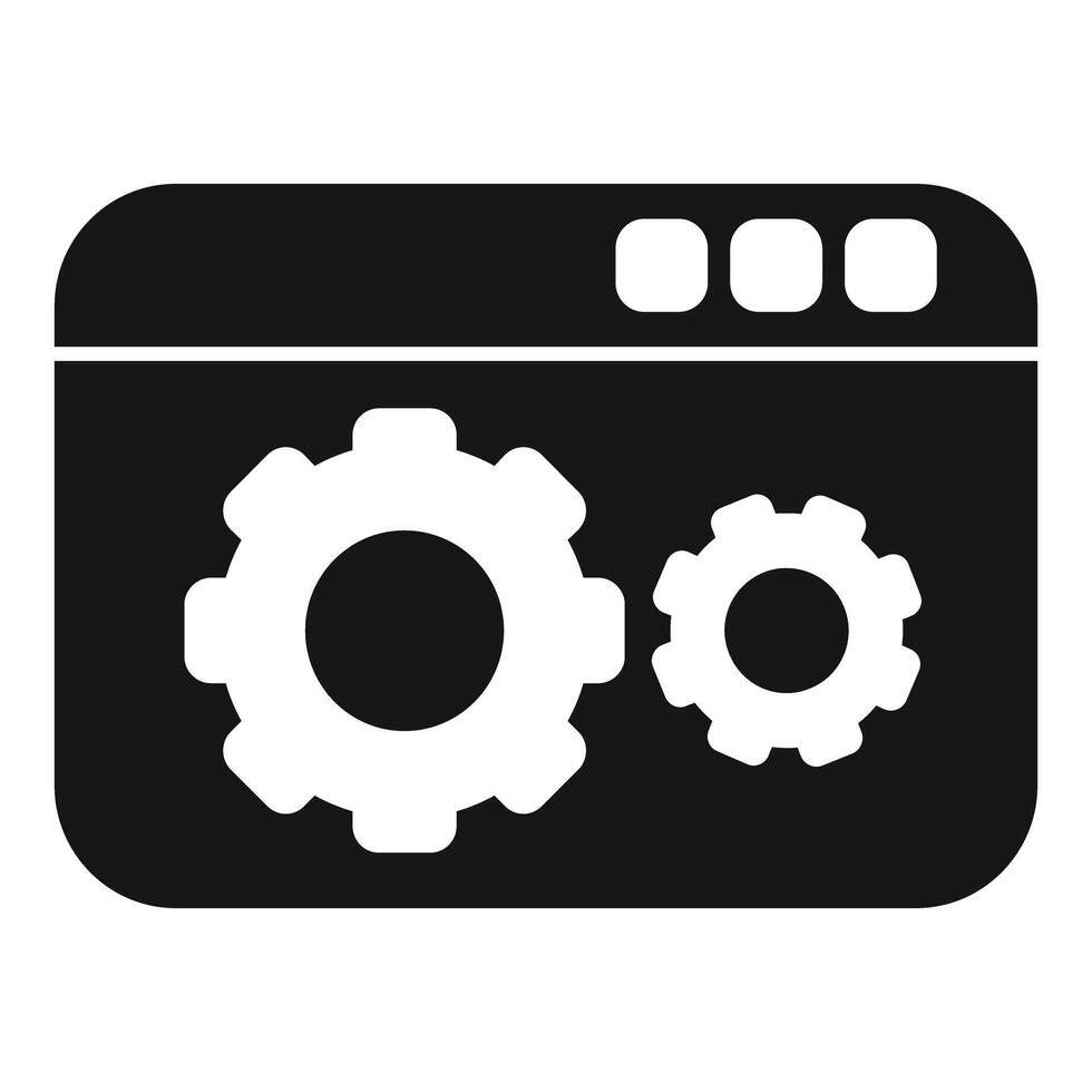 Gear icon on web browser symbol vector