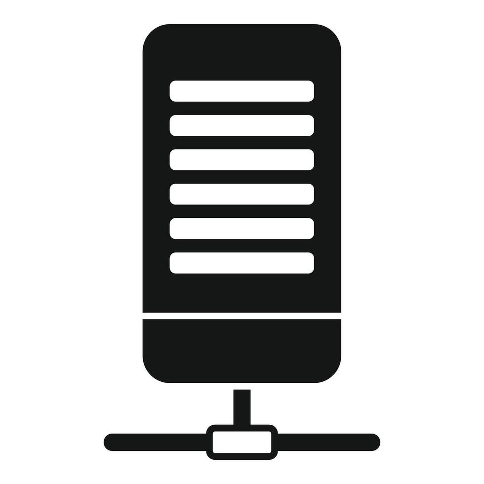 Black and white icon of a classic vintage microphone on a stand vector