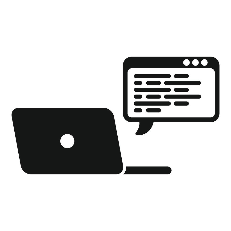 Laptop with chat bubble icon vector