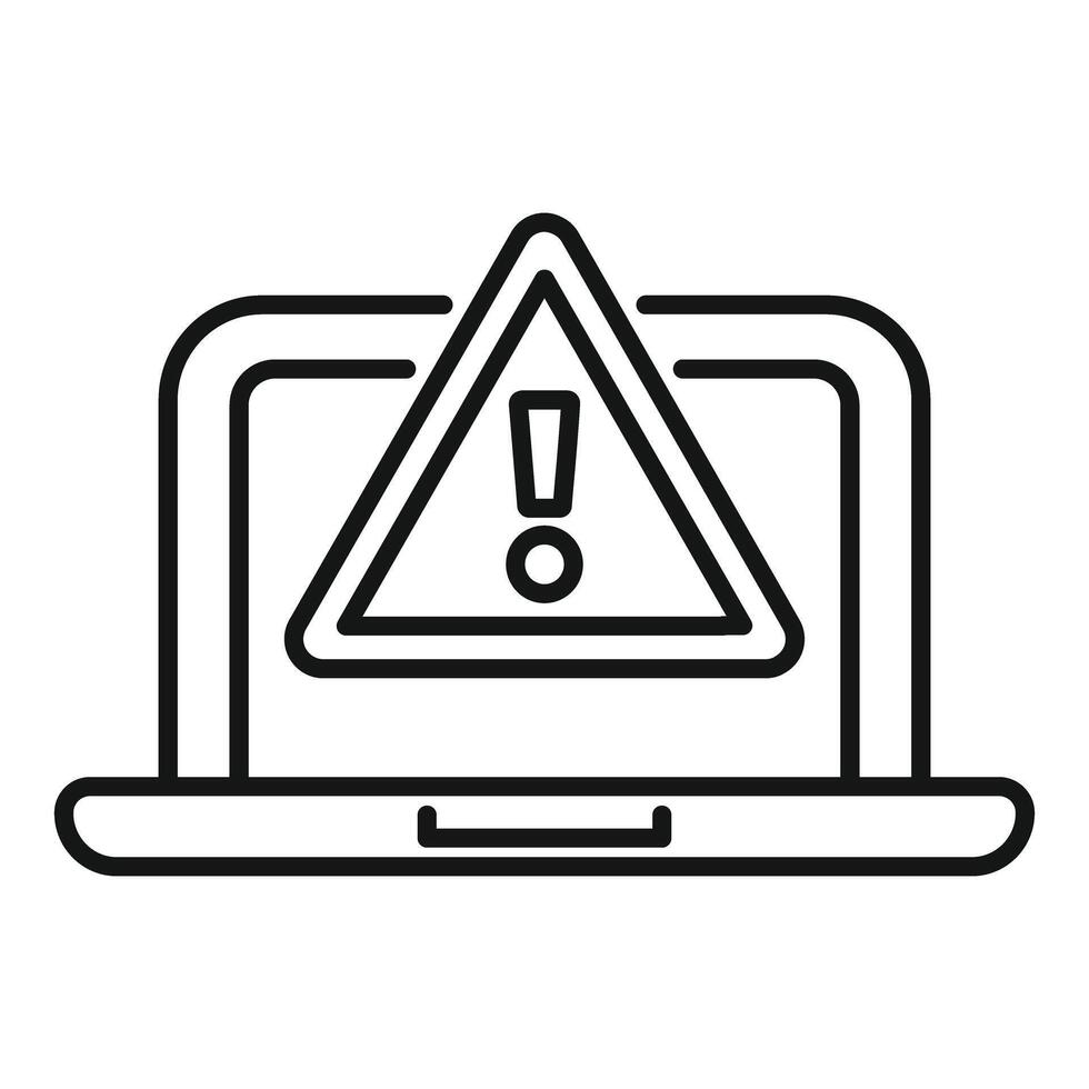 Laptop alert symbol line icon vector