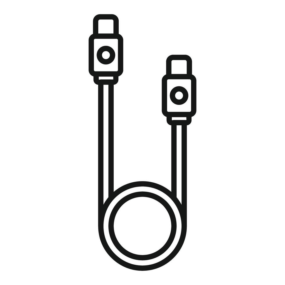 Black and white illustration of a modern usb typec cable vector